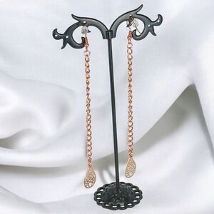 Rose Gold Tear Linear Drop Earrings Shoulder Dusters Earrings Westerncore Copper